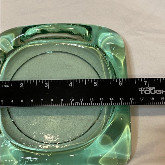 Solid Green Glass Ashtray or Trinket Holder. Heavy, almost 4 lbs. MCM. - Picture 8 of 9
